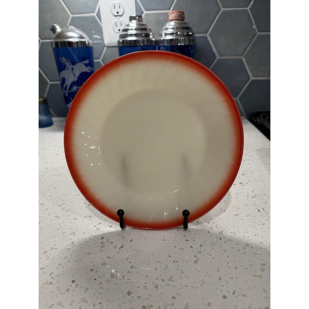 Anchor Hocking Fire King Swirl Sunrise Red 7 3/4" Salad Plate